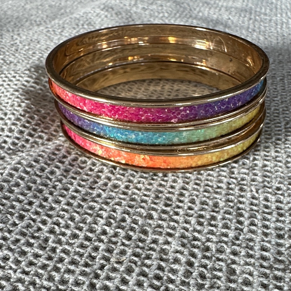 Colorful Gold-Tone Bangle Set - Picture 4 of 9